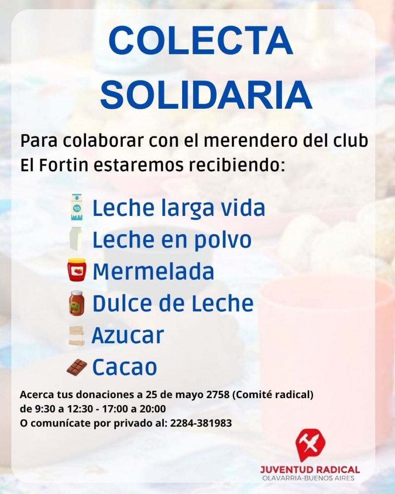 Colecta solidaria para el merendero de El Fortn